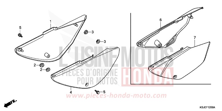 COUVERCLE LATERAL de CRF100F EXTREME RED (R292) de 2009