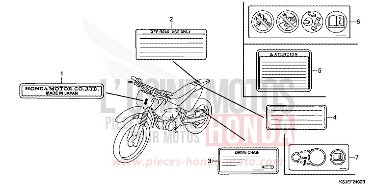 ETIQUETTE DE PRECAUTIONS de CRF100F EXTREME RED (R292) de 2009