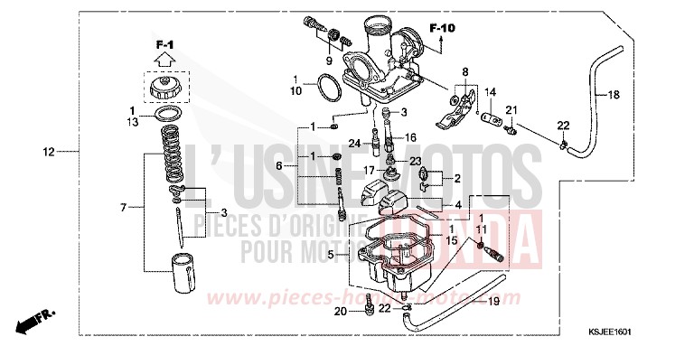 CARBURATEUR (CRF100F) de CRF100F EXTREME RED (R292) de 2010