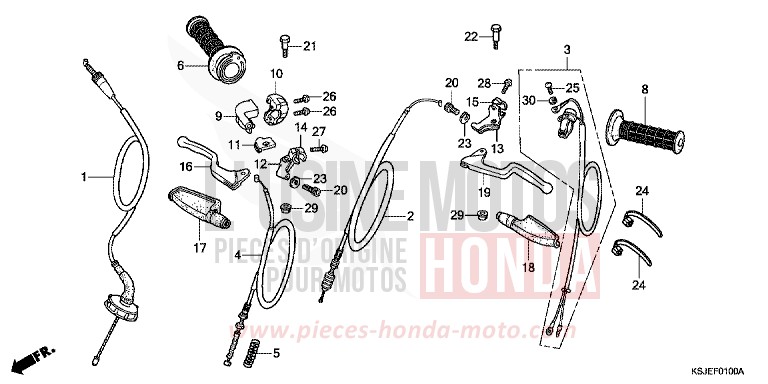 LEVIER DE GUIDON/CABLE de CRF100F EXTREME RED (R292) 2010