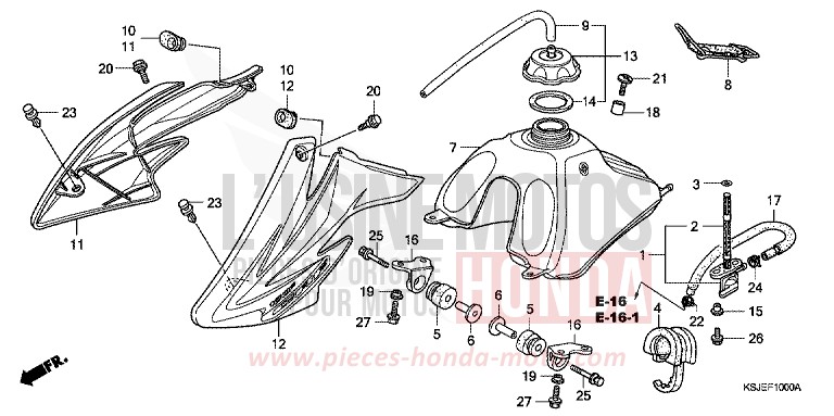 RESERVOIR A CARBURANT de CRF100F EXTREME RED (R292) de 2010