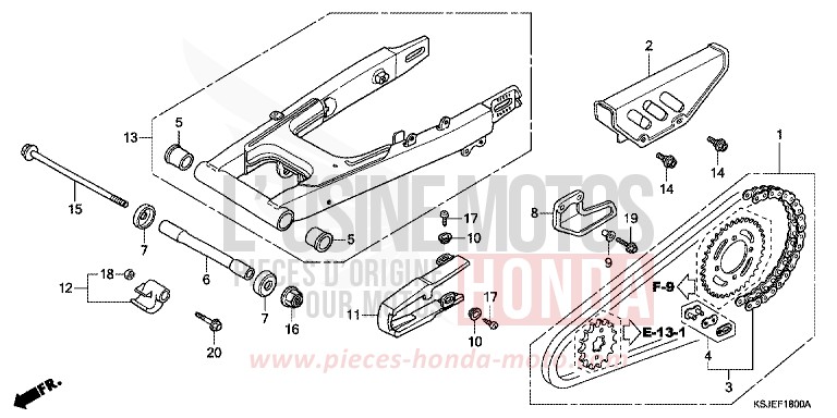 BRAS OSCILLANT de CRF100F EXTREME RED (R292) de 2010