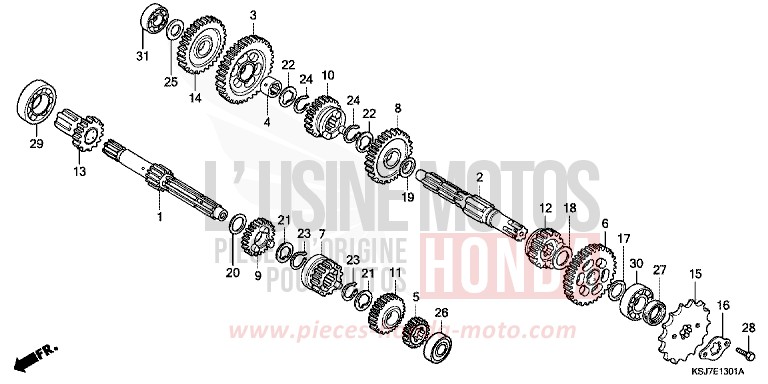 BOITE DE VITESSES (CRF100F) de CRF100F EXTREME RED (R292) de 2012