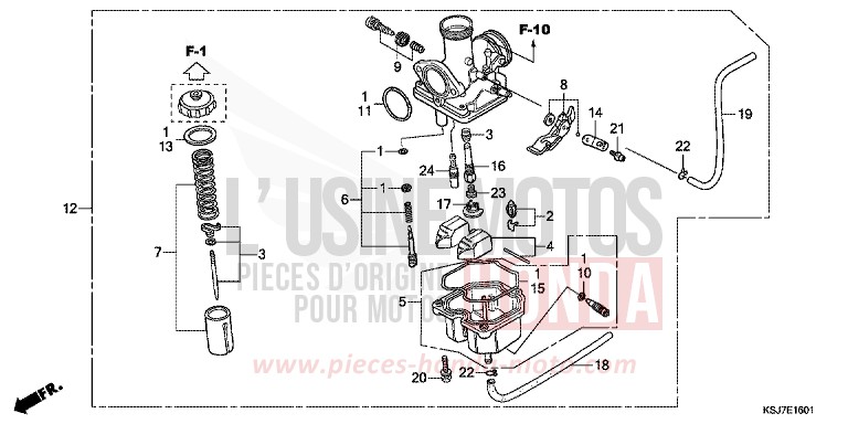 CARBURATEUR (CRF100F) de CRF100F EXTREME RED (R292) de 2012