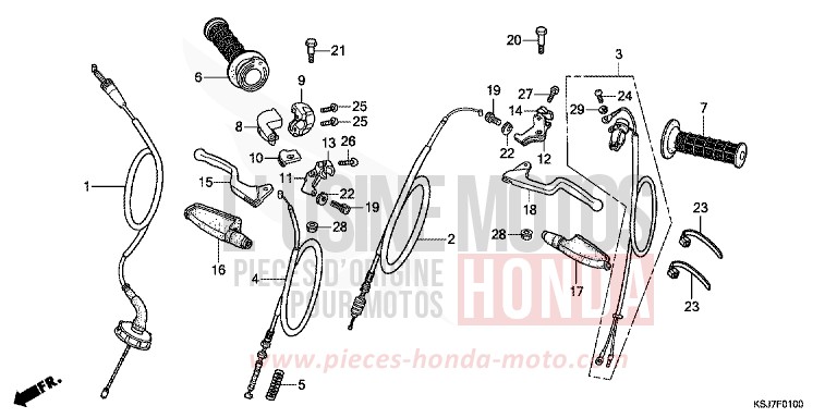 LEVIER DE GUIDON/CABLE de CRF100F EXTREME RED (R292) 2012