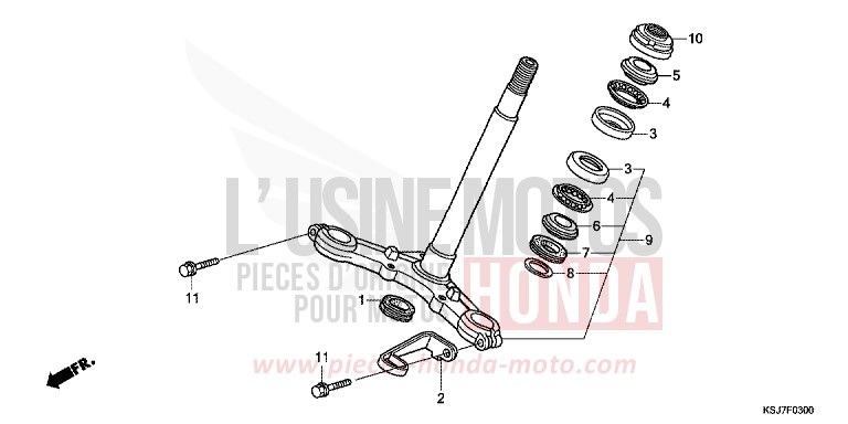 TIGE DE DIRECTION de CRF100F EXTREME RED (R292) de 2012