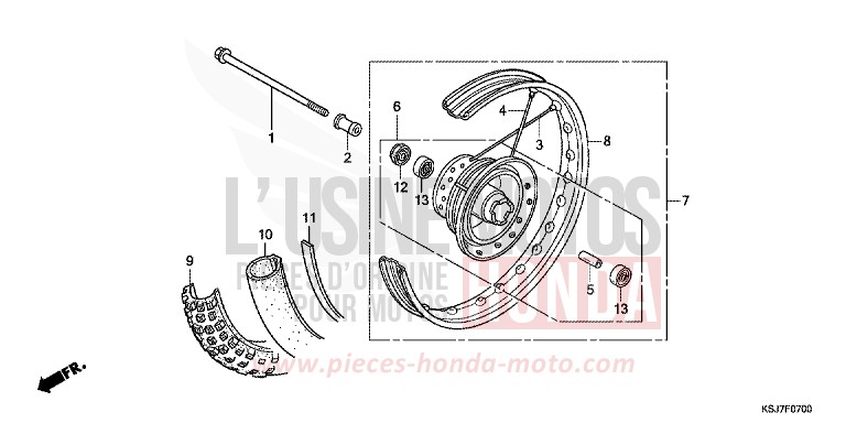 ROUE AVANT de CRF100F EXTREME RED (R292) de 2012