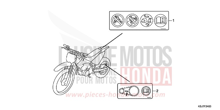 ETIQUETTE DE PRECAUTIONS de CRF100F EXTREME RED (R292) de 2012