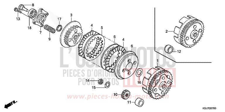 EMBRAYAGE de CRF100F EXTREME RED (R292) 2013