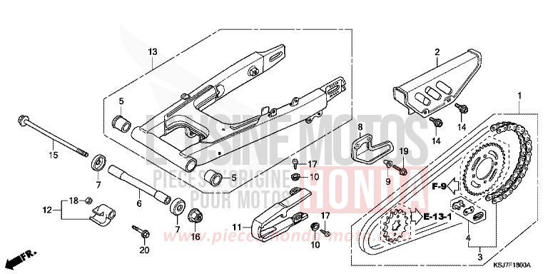 BRAS OSCILLANT de CRF100F EXTREME RED (R292) de 2013