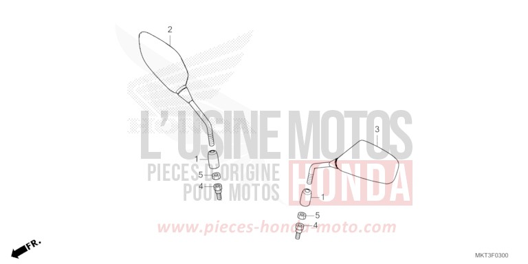 MIROIR de X-ADV MAT BALLISTIC BLACK METALLIC (NHA86) de 2022