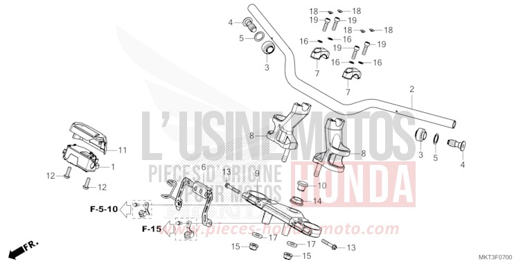 TUYAU DE GUIDON/PONT SUPERIEUR de X-ADV MAT BALLISTIC BLACK METALLIC (NHA86) de 2022