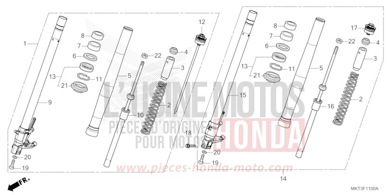 FOURCHETTE AVANT de X-ADV MAT BALLISTIC BLACK METALLIC (NHA86) de 2022