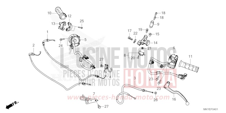 LEVIER DE GUIDON/COMMUTATEUR/CABLE (CBR650RA/CBR650RAC) de CBR650R MAT GUNPOWDER BLACK METALLIC (NH436) 2024