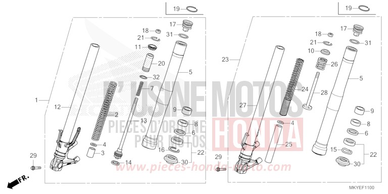 FOURCHETTE AVANT de CBR650R MAT GUNPOWDER BLACK METALLIC (NH436) 2024
