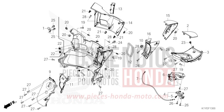 COUVERCLE INTERNE de PCX MAT METEORIC RED METALLIC (R406) 2025