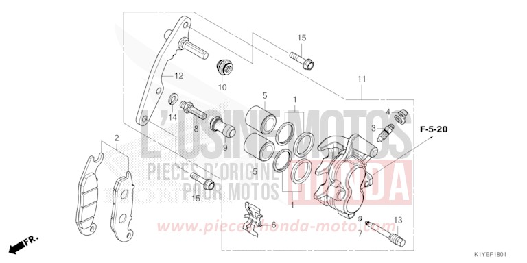 ETRIER DE FREIN AVANT (WW125A/S) de PCX MAT METEORIC RED METALLIC (R406) 2025