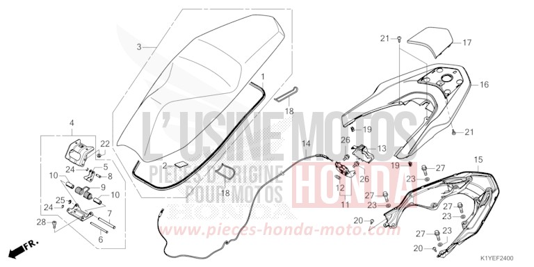 SIEGE de PCX MAT METEORIC RED METALLIC (R406) 2025