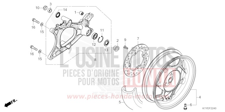 ROUE ARRIERE/BRAS OSCILLANT (DISK BRAKE) de PCX PEARL DARK ASH BLUE 2 (PB426) 2025