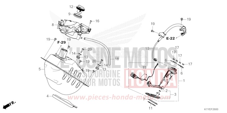 RESERVOIR A CARBURANT de PCX PEARL SNOWFLAKE WHITE (NHD01) 2025
