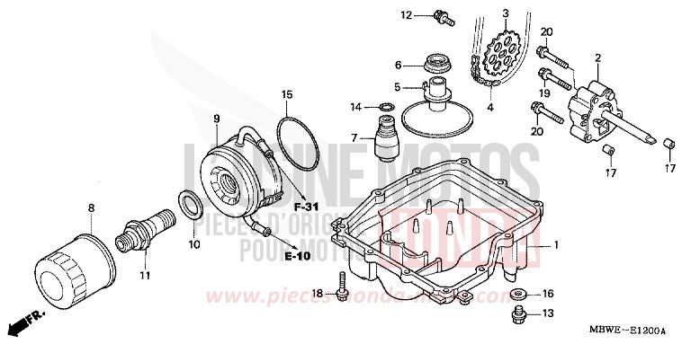 CARTER D'HUILE/POMPE A HUILE de CBR600F NOIR (NH1) 2003