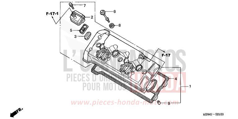 COUVERCLE DE CULASSE de CBR600F NOIR (NH1) de 2004