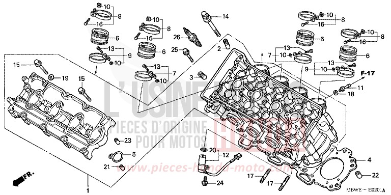 CULASSE de CBR600F NOIR (NH1) de 2004