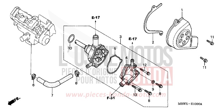 POMPE A EAU de CBR600F NOIR (NH1) de 2004