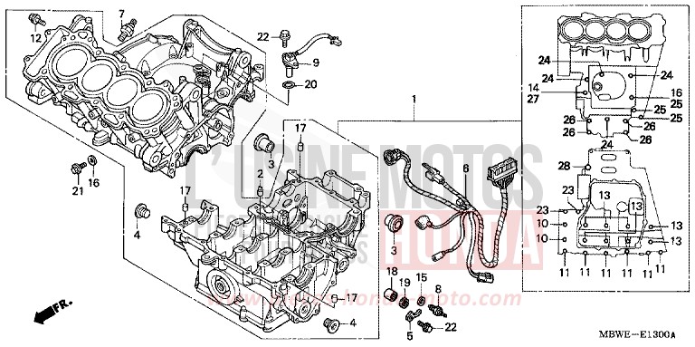 CARTER MOTEUR de CBR600F NOIR (NH1) de 2004