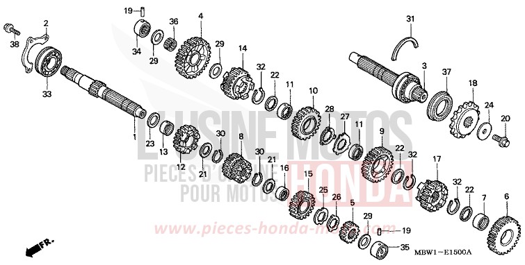 BOITE DE VITESSES de CBR600F NOIR (NH1) de 2004