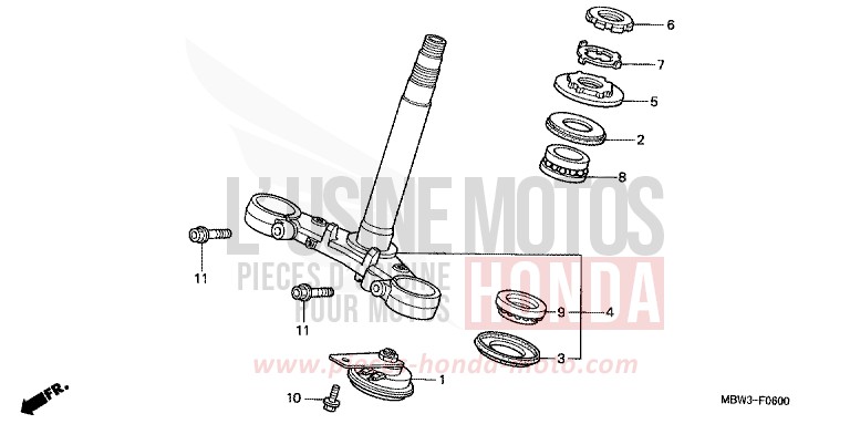 TIGE DE DIRECTION de CBR600F NOIR (NH1) de 2004