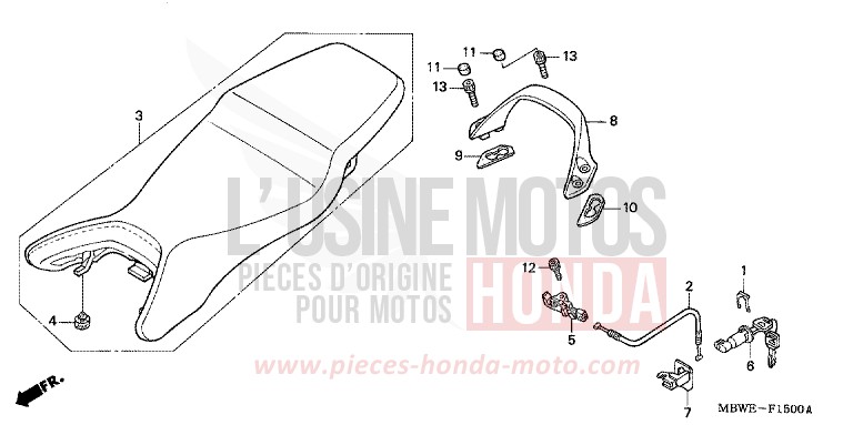 SIEGE (CBR600F/F44) de CBR600F NOIR (NH1) de 2004