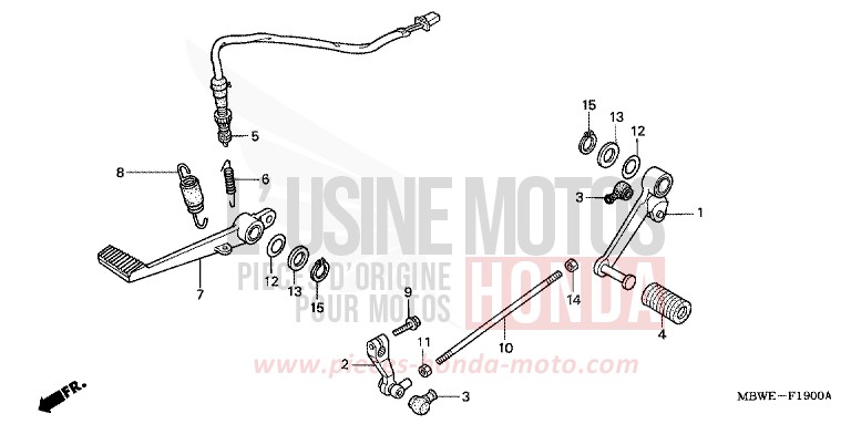 PEDALE DE FREIN/PEDALE DE CHANGEMENT de CBR600F NOIR (NH1) de 2004