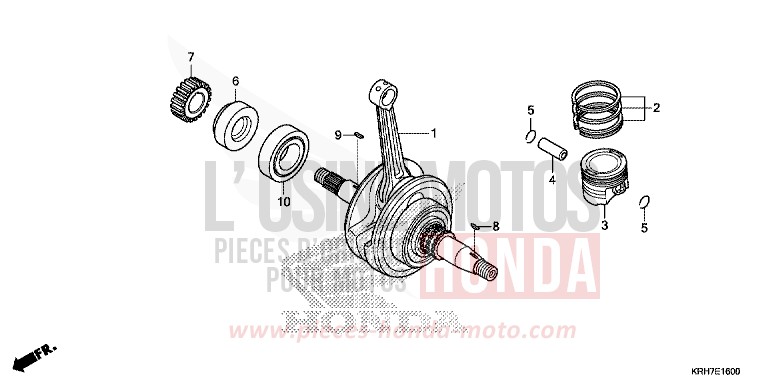 VILEBREQUIN/PISTON (XR/XL125LEK) de XR125LEK NOIR (NH1) 2018