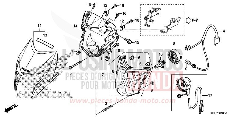 PROJECTEUR de XR125LEK NOIR (NH1) 2018