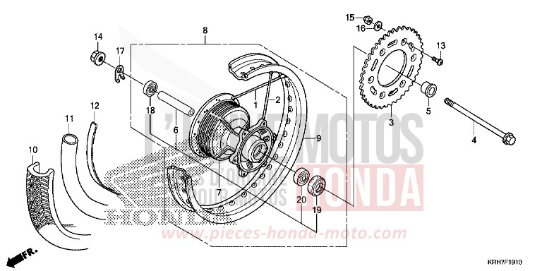 ROUE ARRIERE de XR125LEK NOIR (NH1) 2018