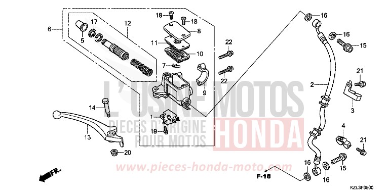 MAITRE-CYLINDRE FREIN AV. de NSC110MPD PEARL PROCYON BLACK (NHA06) de 2012