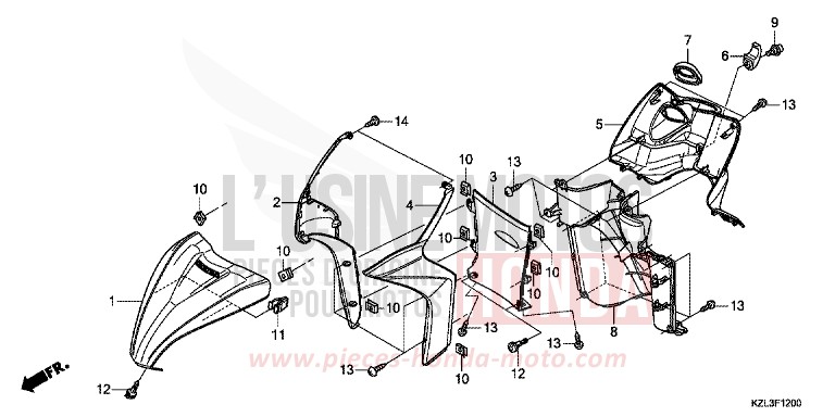 GAINE DE PROTECTION AVANT/COUVERCLE INTERNE de NSC110MPD M00NDUST SILVER METALLIC (NHB29) 2014
