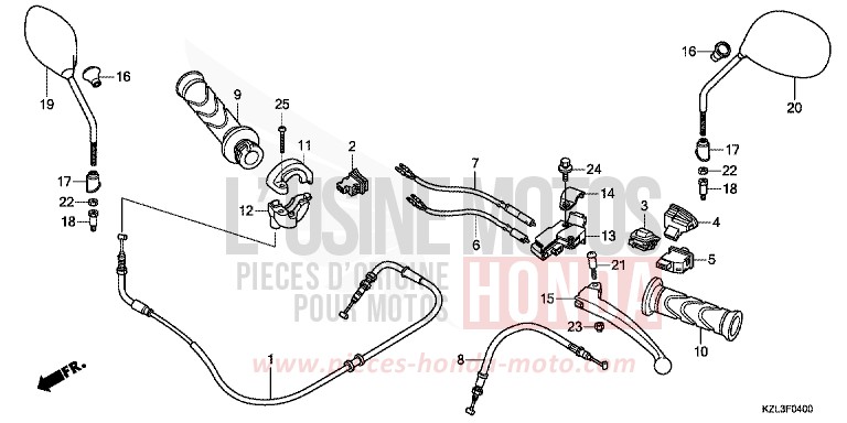 LEVIER DE GUIDON/COMMUTATEUR/CABLE de NSC110MPD PEARL NIGHTSTAR BLACK (NHA84) 2014