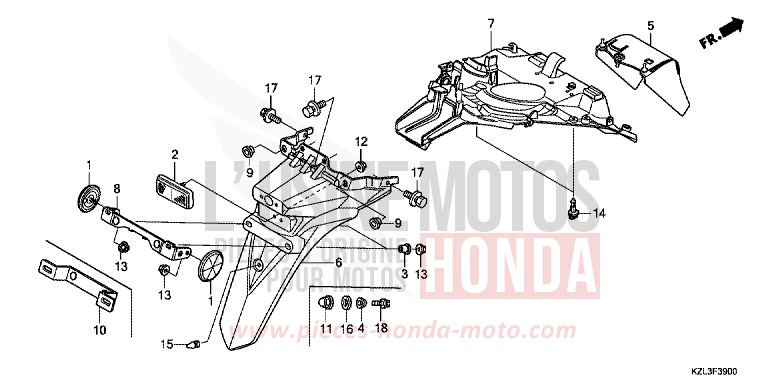 GARDE-BOUE ARRIERE de NSC110MPD PEARL NIGHTSTAR BLACK (NHA84) 2014