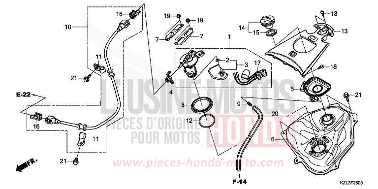 RESERVOIR A CARBURANT de NSC110MPD PEARL SIENA RED (R320) 2014