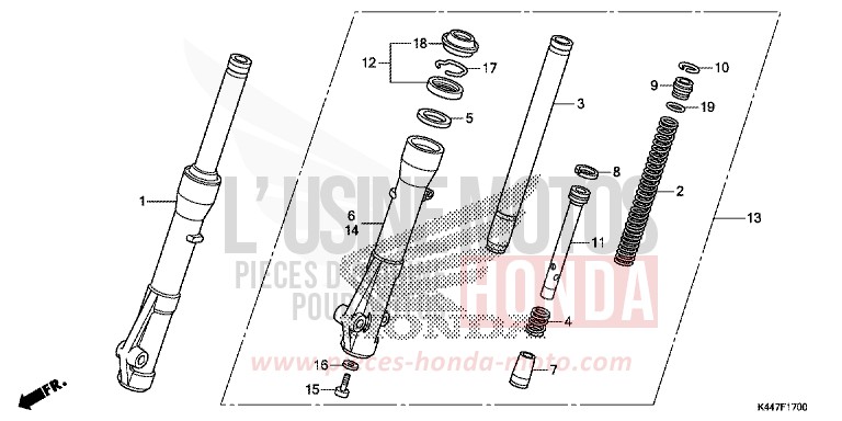 FOURCHETTE AVANT de NSC110MPD M00NDUST SILVER METALLIC (NHB29) 2019