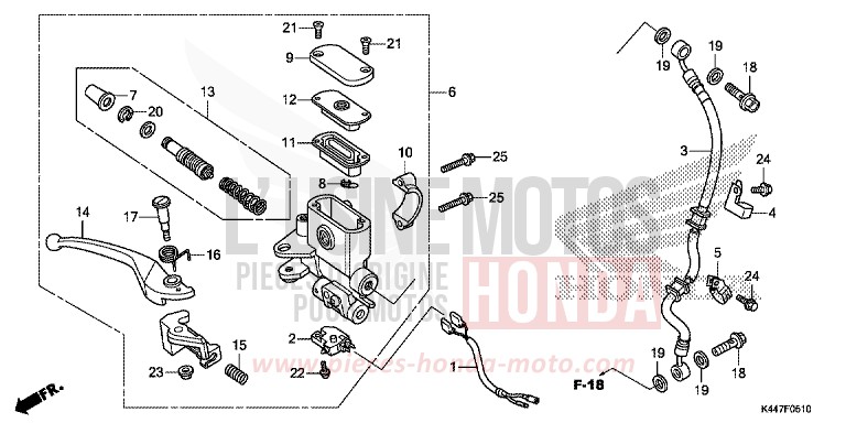 MAITRE-CYLINDRE DE FREIN AVANT CYLINDRE de NSC110MPD MAT CARBONIUM GRAY METALLIC (NHB52) 2019