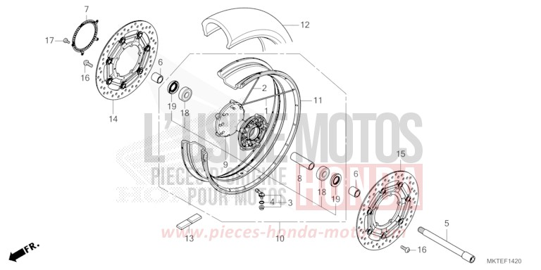 ROUE AVANT de X-ADV MAT PEARL GLARE WHITE (NHB54) de 2026