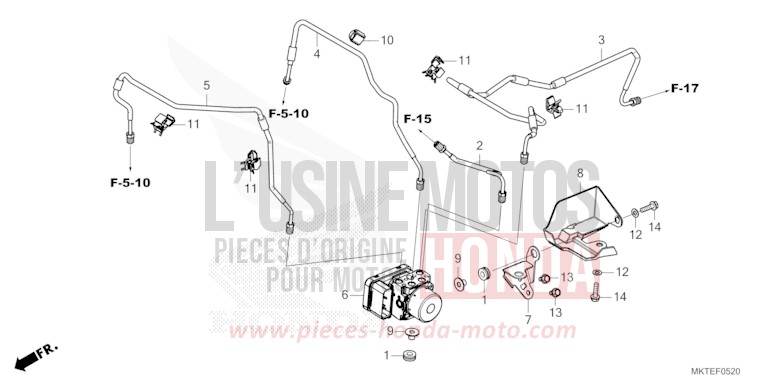 MODULATEUR ABS/TUYAU DE FREIN de X-ADV PEARL GLARE WHITE (NHB53) de 2026