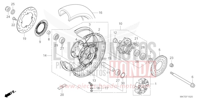 ROUE ARRIERE de X-ADV PEARL GLARE WHITE (NHB53) de 2026