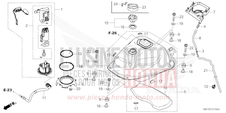 RESERVOIR A CARBURANT/POMPE A CARBURANT de X-ADV PEARL GLARE WHITE (NHB53) de 2026