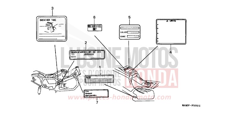 ETIQUETTE DE PRECAUTIONS (2) de Goldwing CANDY SPECTRA RED (R176K) de 2000