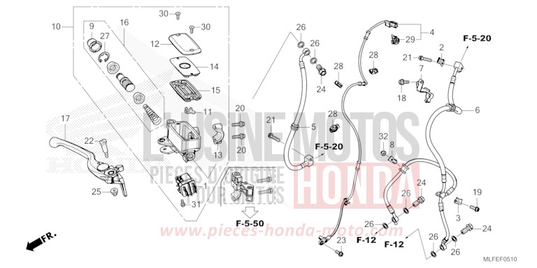 MAITRE-CYLINDRE DE FREIN AVANT CYLINDRE de NT1100 PEARL HAWKSEYE BLUE (PB409) de 2026