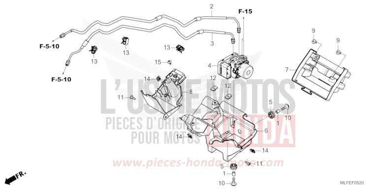 MODULATEUR ABS/TUYAU DE FREIN de NT1100 GUNMETAL BLACK METALLIC (NHC52) 2025